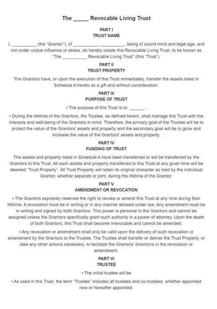 Living Trust Sample Revocable living trust, Living trust, Revocable trust