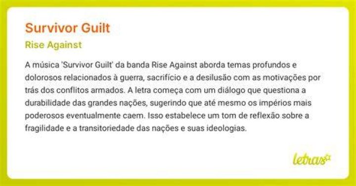 Survivor Guilt Rise Against. Survivor guilt, Music book, Music lyrics